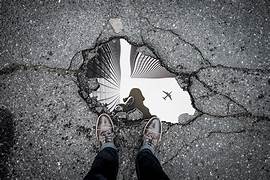 Exposure balance in a creative reflection photography shot.